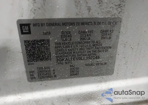 2020 GMC Terrain Awd Sle from USA, damaged, VIN 3GKALTEV0LL192145